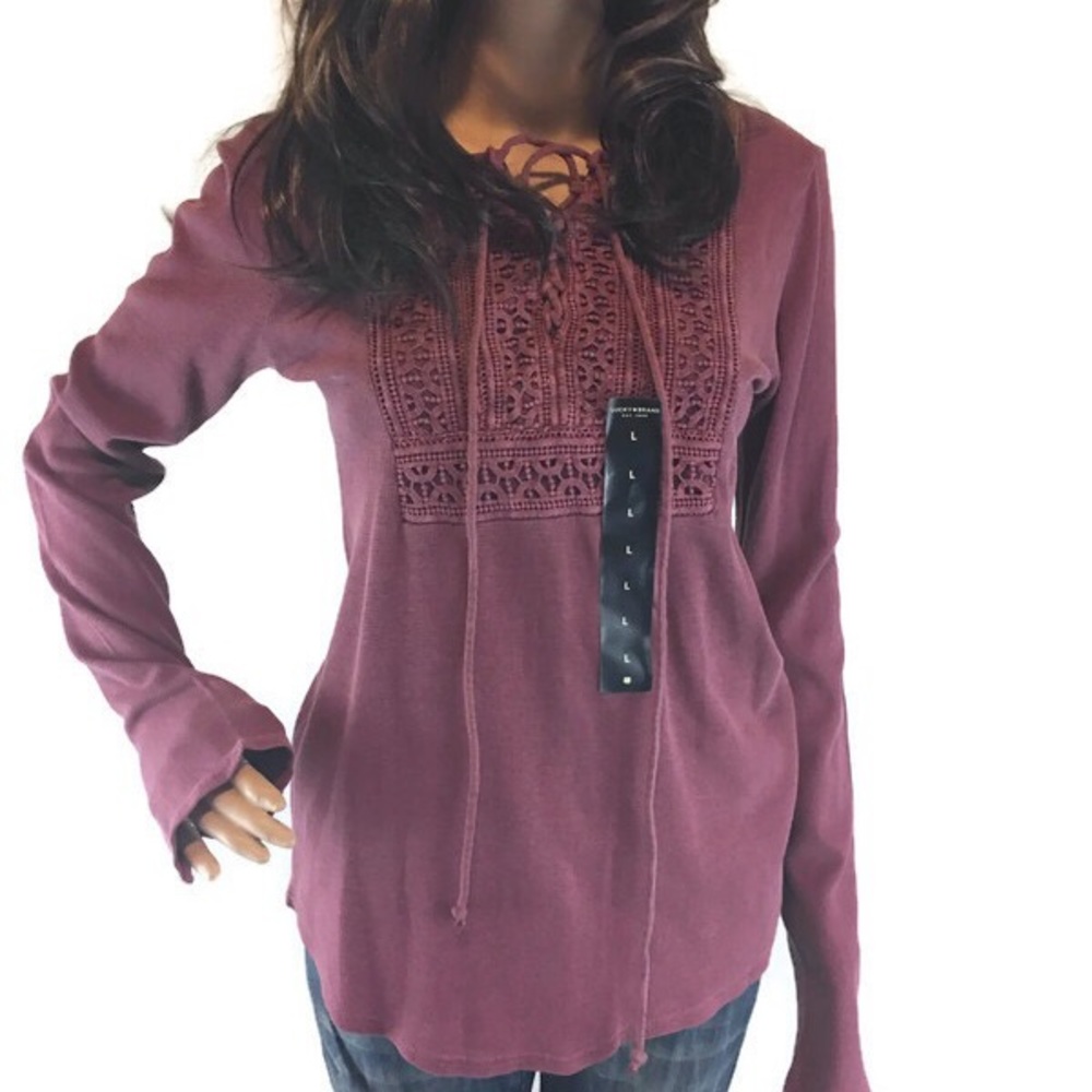 Lucky Brand Boho Tunic purple Henley Top
